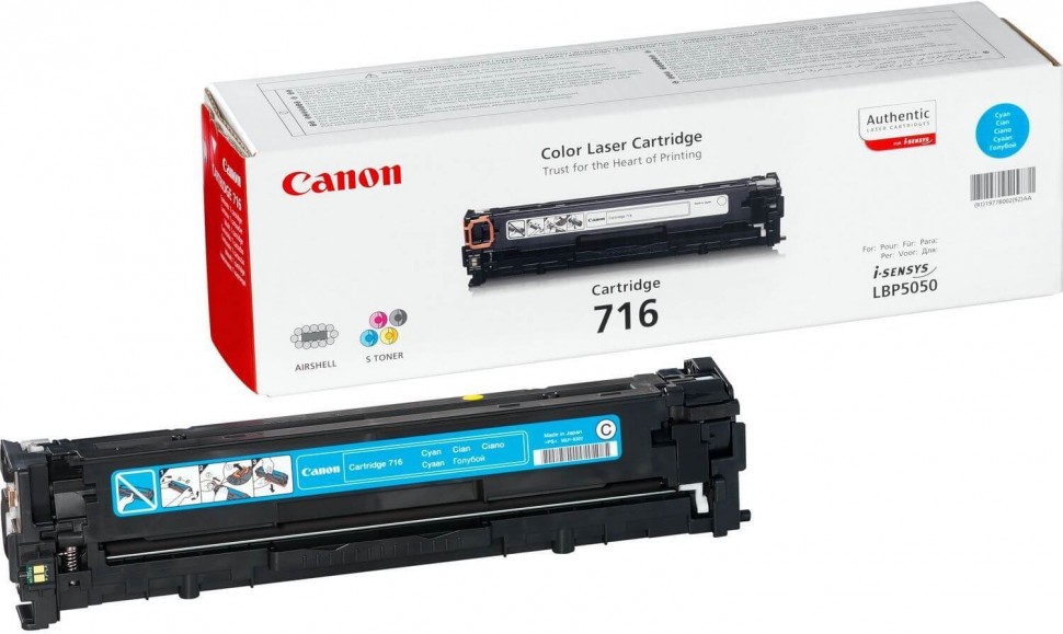 Картридж Canon 716C 1979B002 оригинальный для принтера Canon i-Sensys LBP-5050, MF-8030CN, MF-8050CN cyan 1500 страниц