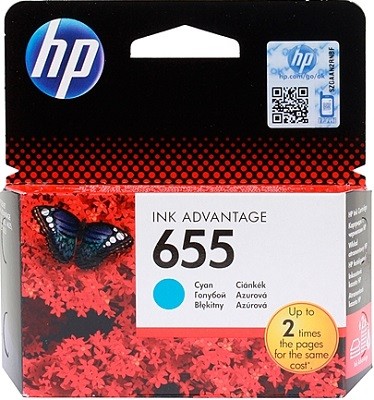 Картридж HP №655 (CZ110AE) Cyan оригинальный для HP DeskJet Ink Advantage 3525/ 4615/ 4625/ 5525/ 6525, голубой, 600 страниц