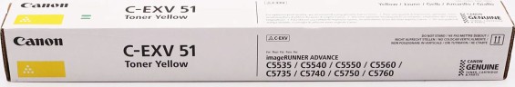 Картридж Canon C-EXV51Y 0484C002 Yellow оригинальный для Canon iR ADV C5535/ iR ADV C5535i/ iR ADV C5540i/ iR ADV C5550i/ iR ADV C5560i, жёлтый, 60 000 страниц