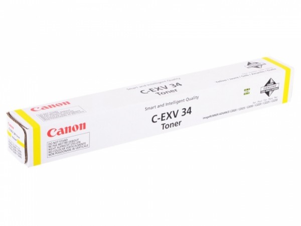 Картридж Canon C-EXV34Y (3785B002) оригинальный для принтера Canon iRC2030L/ C2030i/ C2020L/ C2020i/ C2025i, жёлтый, 16 000 страниц