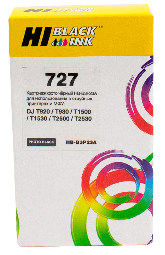 Картридж Hi-Black (HB-B3P23A) для HP DJ T920/T1500, Photoblack, №727, 130 мл
