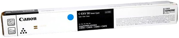 Картридж Canon C-EXV58C 3764C002 оригинальный для Canon imageRUNNER ADVANCE C5840/ C5850/ C5860/ C5870, голубой, увеличенный, 60000 стр.