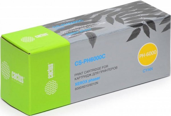 106R01631 Картридж Cactus CS-PH6000C для принтеров Xerox Phaser 6000/6010 голубой (1 000 стр.)