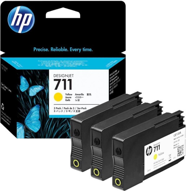 Картридж HP №711 (CZ136A) Yellow оригинальный для Designjet T120/ T520, желтый, 29 мл., 3 шт в упак.