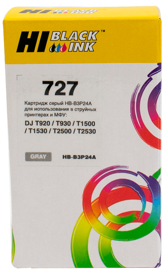 Картридж Hi-Black (HB-B3P24A) для HP DJ T920/T1500, Grey, №727, 130 мл