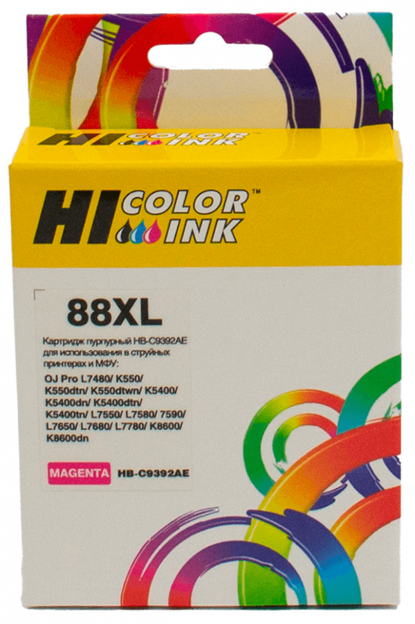 Картридж Hi-Black (HB-C9392AE) для HP Officejet Pro K550, №88XL, Magenta, 29 мл