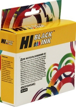 Картридж Hi-Black №45 (HB-51645AE) Black для HP DJ 850C/ 970C/ 1600C, чёрный