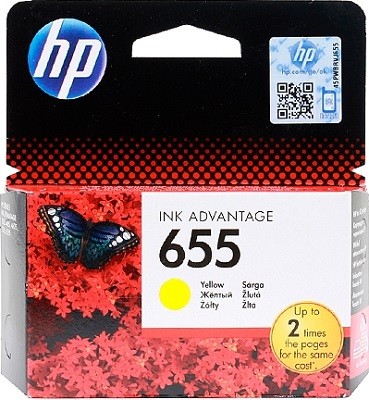 Картридж HP №655 (CZ112AE) Yellow оригинальный для HP DeskJet Ink Advantage 3525/ 4615/ 4625/ 5525/ 6525, жёлтый, 600 страниц