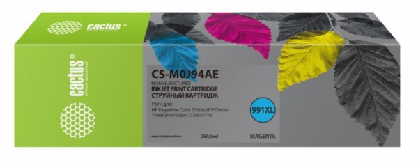 Картридж струйный Cactus 991XL CS-M0J94AE пурпурный (250мл) для HP PW 755dn/MFP774dn/779dn/Pro750dw/772dn