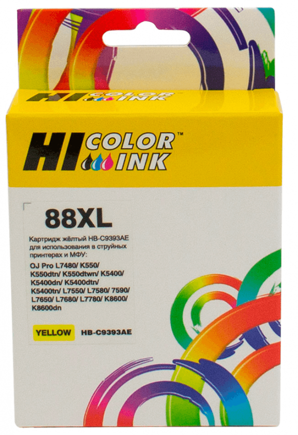 Картридж Hi-Black (HB-C9393AE) для HP Officejet Pro K550, №88XL, Yellow, 29 мл