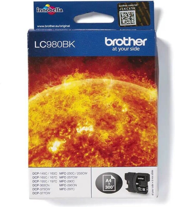 Картридж Brother LC-980Bk (LC980Bk) оригинальный для Brother MFC-250C/ MFC-290C/ DCP-145C/ DCP-165C, чёрный, 300 стр.