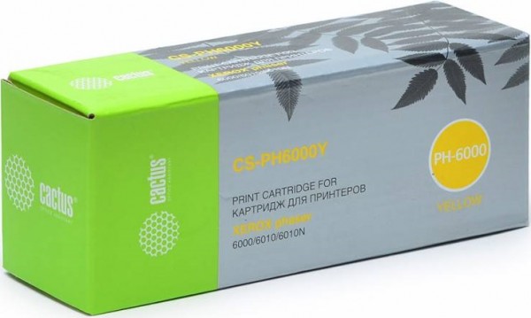 106R01633 Картридж Cactus CS-PH6000Y для принтеров Xerox Phaser 6000/6010 желтый (1 000 стр.)