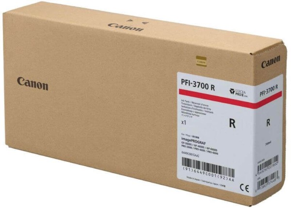 Картридж Canon PFI-3700R 6449C001 (Red) оригинальный для Canon ImagePrograf PRO-2600/ PRO-4600/ PRO-6600/ GP-2600S/ GP-4600S/ GP-6600S, красный, 700мл
