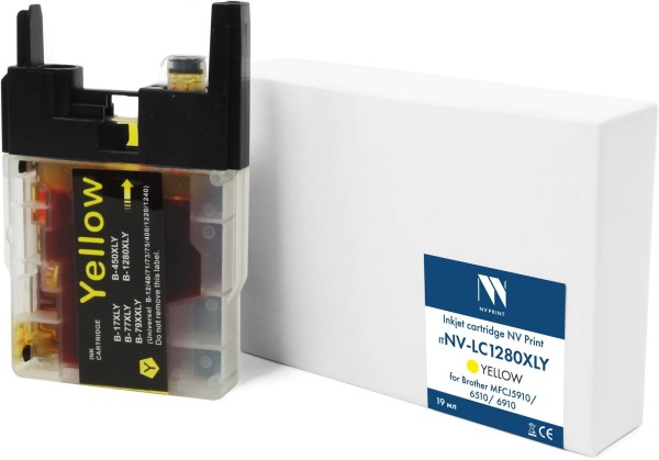 Картридж NV Print LC-1280XLY (NV-LC1280XLY) Yellow для Brother MFC-J5910/ MFC-J6510/ MFC-J6710/ MFC-J6910, жёлтый, увеличенный, 19мл