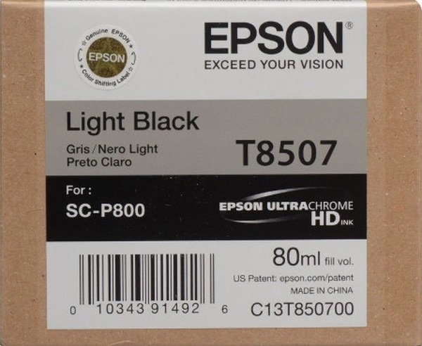 EPSON C13T850700 Картридж Epson T8507 для SC-P800 Light Black, 80 мл. (cons ink)