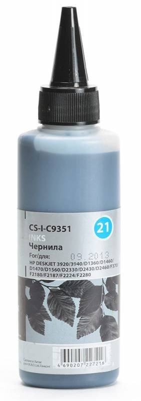 Чернила Cactus CS-I-C9351 для принтеров HP DJ 3920/ 3940/ D1360/ D1460/ D1470/ D1560/ D2330/ D2430/ D2460, черный 100мл