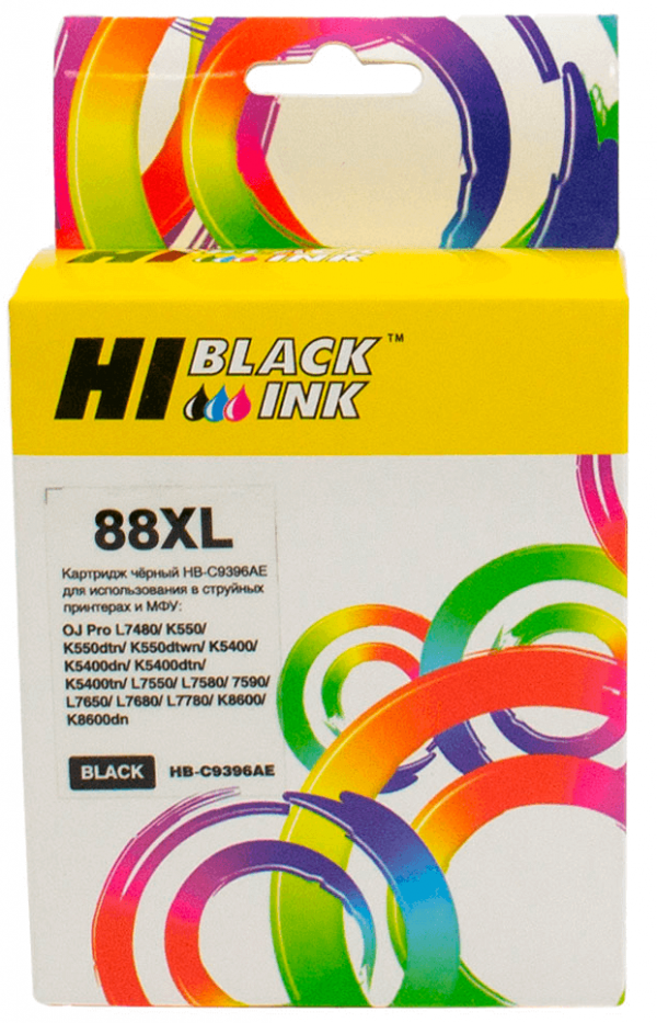Картридж Hi-Black (HB-C9396AE) для HP Officejet Pro K550, №88XL, Black, 72 мл