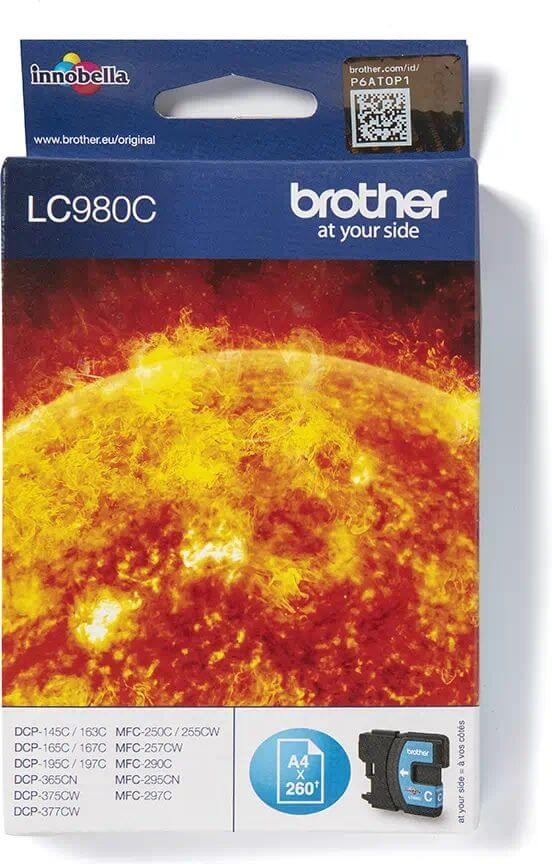 Картридж Brother LC-980C (LC980C) оригинальный для Brother MFC-250C/ MFC-290C/ DCP-145C/ DCP-165C, голубой, 260 стр.