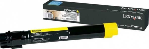 Картридж Lexmark X950X2YG оригинальный для Lexmark X950/ X952/ X954, yellow увеличенный, 22000 стр.