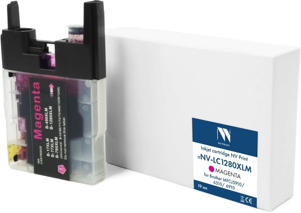 Картридж NV Print LC-1280XLM (NV-LC1280XLM) Magenta для Brother MFC-J5910/ MFC-J6510/ MFC-J6710/ MFC-J6910, пурпурный, увеличенный, 19мл