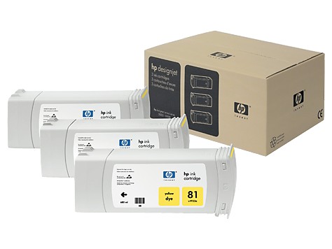 Картриджи оригинальные HP 81 (C5069A) для DJ 5500/ 5500ps/ 5000/ 5000ps, желтый, упак. 3 шт., 680 мл.