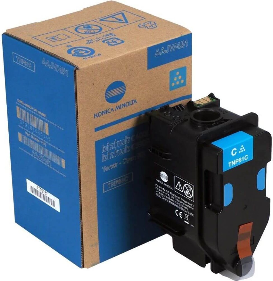 Картридж Konica-Minolta TNP-81C/ TNP81C/ AAJW451 оригинальный для принтера Konica-Minolta bizhub C3300i/ C4000i, голубой, 9000 стр.