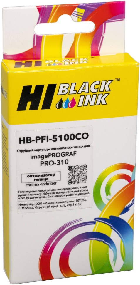 Картридж Hi-Black PFI-5100CO (HB-PFI5100CO) Chroma Optimizer для Canon imagePROGRAF PRO-310, оптимизатор глянца (chroma optimizer), 14,4 мл