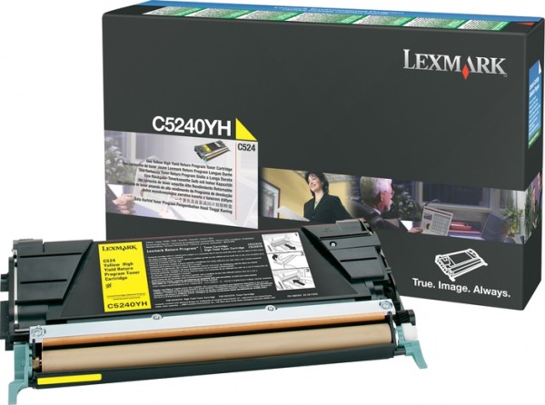 Картридж Lexmark C5240YH оригинальный для Lexmark C520/ C522/ C524/ C530/ C532/ C534, Return Program, yellow, увеличенный, 5000 стр.