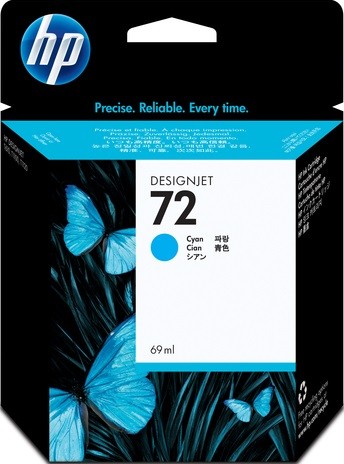 Картридж HP №72 (C9398A) оригинальный для принтера HP DesignJet T610/ T620/ T770/ T790/ T795/ T1100/ T1120/ T1200/ T1300/ T2300, голубой 69ml