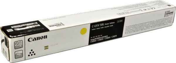 Картридж Canon C-EXV58LY 3769C002 оригинальный для Canon imageRUNNER ADVANCE C5840/ C5850/ C5860/ C5870, жёлтый, 26000 стр.