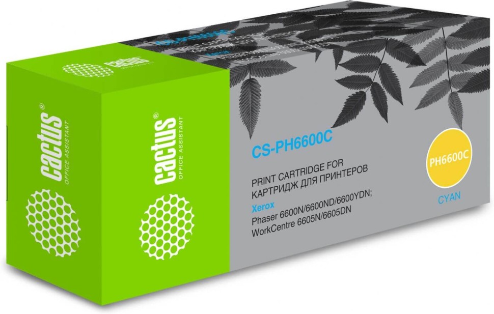 Картридж Cactus 106R02233 (CS-PH6600C) Cyan для Xerox Phaser 6600/ WorkCentre 6605, голубой, 6000 стр.