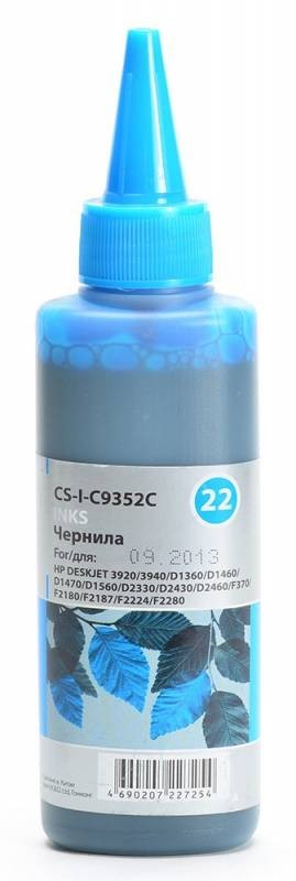 Чернила Cactus CS-I-C9352C для принтеров HP DJ 3920/ 3940/ D1360/ D1460/ D1470/ D1560/ D2330/ D2430, голубой 100мл