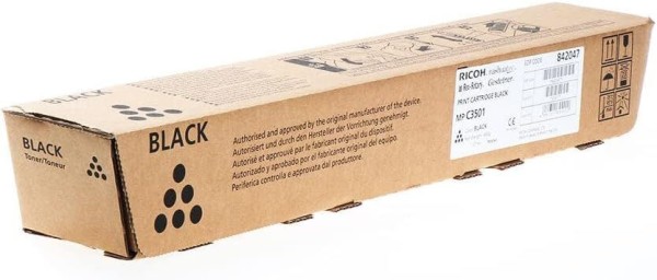 Картридж Ricoh MP C3501E (842047/841579) Black оригинальный для Ricoh Aficio MP C2800/ C3001/ C3300/ C3501, чёрный, 22500 стр.