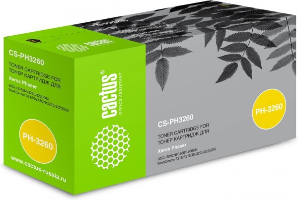106R02778 Картридж Cactus CS-PH3260 для принтеров Xerox Phaser 3052/3052NI/3260 черный (3 000 стр.)