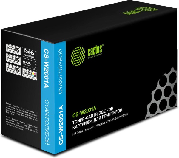 Картридж Cactus W2001A 658A (CS-W2001A) Cyan для HP Color LaserJet Enterprise M751, голубой, 6000 стр.