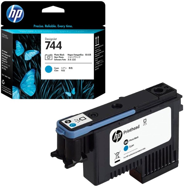 Печатающая головка HP №744 (F9J86A) Printhead Photo Black/Cyan оригинальная для HP DesignJet Z2600/ Z5600, фото-чёрный/ голубой