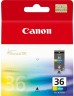 Картридж Canon CLI-36 (1511B001) Color оригинальный для Canon PIXMA iP100/ iP110/ mini260/ TR150, цветной, 250 стр., 12 мл.
