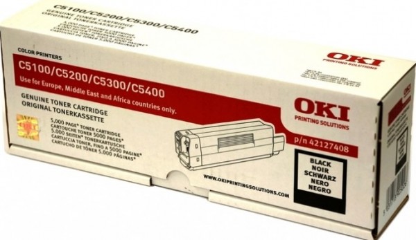 Картридж OKI (42127408/42127491) оригинальный для принтера OKI C5100/ C5150/ C5200/ C5300/ C5400/ C5510, чёрный, 5000 страниц