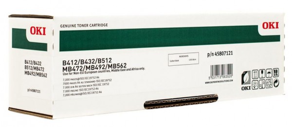 Картридж OKI (45807121/ 45807111) оригинальный для принтера OKI B412/ B432/ B512/ MB472/ MB492/ MB562, чёрный, увеличенный, 12000 стр.