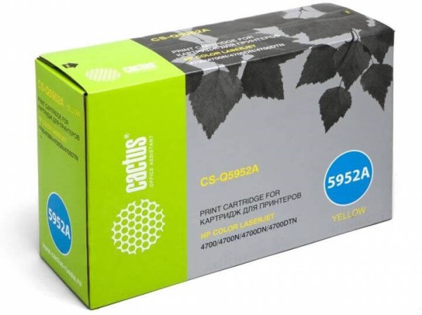Картридж Cactus Q5952A 643A (CS-Q5952A) Yellow для HP Color LaserJet 4700/ 4700dn/ 4700dtn/ 4700n/ 4700ph+, жёлтый, 10000 стр.