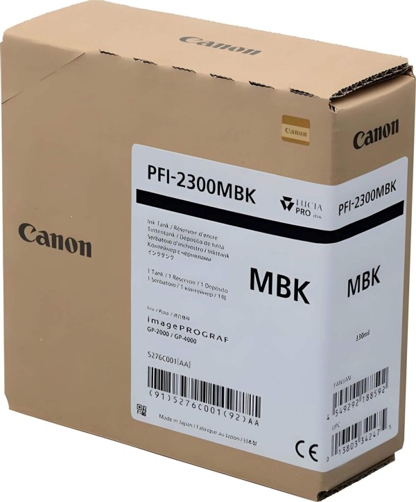 Картридж Canon PFI-2300MBK 5276C001 (Matte Black) оригинальный для Canon ImagePrograf GP-2000/ GP-4000, матовый чёрный, 330мл