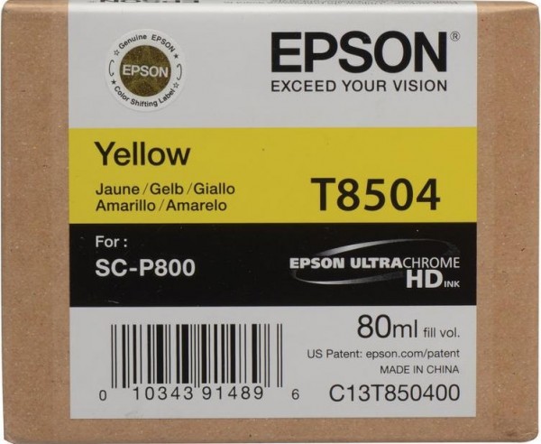EPSON C13T850400 Картридж Epson T8504 для SC-P800, жёлтый, 80 мл. (cons ink)