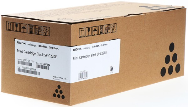 Картридж Ricoh SP C220E (407642/406052) оригинальный для Ricoh Aficio SP C220S/ C221SF/ C222SF/ C220N/ C221N/ C222DN, черный, 2300 стр.