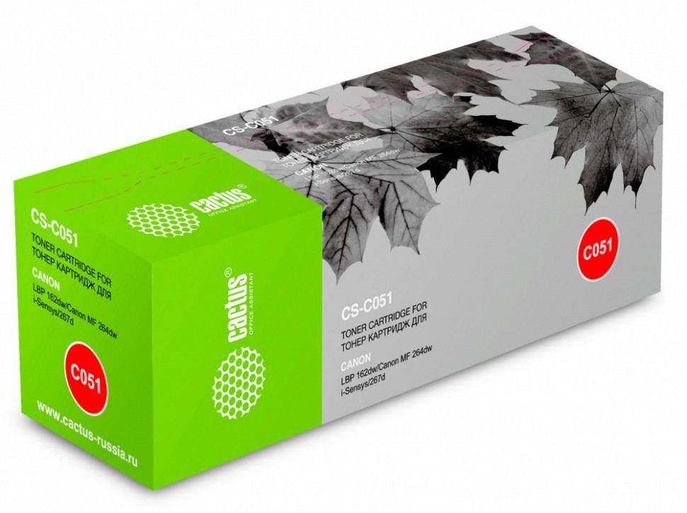 Картридж лазерный Cactus CS-C051 черный (1700стр.) для Canon LBP 62dw/MF 264dw/267dw/269dw