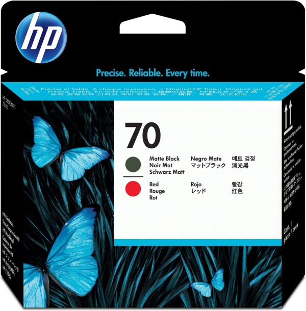 Печатающая головка HP №70 (C9409A) оригинальная для HP DesignJet Z2100/ Z5200/ Z5400, Photosmart Pro B9180/ B8850, Matte Black and Red (матовая чёрная и красная)
