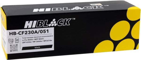 Картридж Hi-Black (HB-CF230A/051) (с чипом) для HP LJ Pro M203/MFP M227, Canon LBP162dw/ MF 264dw/ 267dw, 1,6к