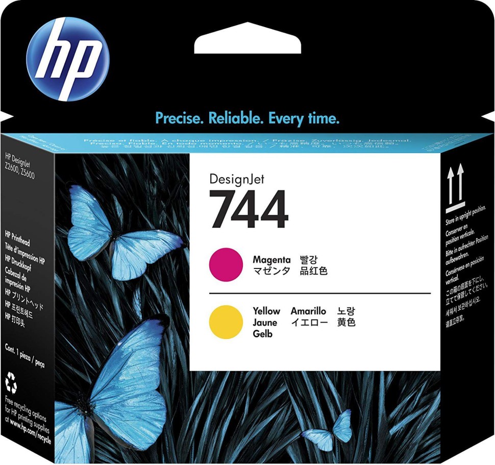 Печатающая головка HP №744 (F9J87A) Printhead Magenta/ Yellow оригинальная для HP DesignJet Z2600/ Z5600, пурпурный/ жёлтый