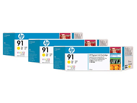 Картриджи оригинальные HP 91 (C9485A) для DJ Z6100, желтый, упак. 3 шт., 775 мл.