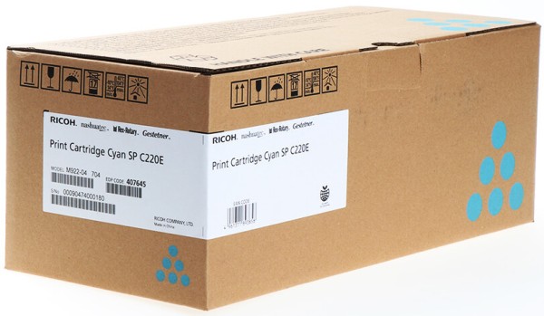 Картридж Ricoh SP C220E (407645/406053) оригинальный для Ricoh Aficio SP C220S/ C221SF/ C222SF/ C220N/ C221N/ C222DN, голубой, 2300 стр.