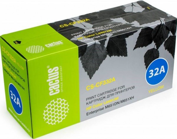 Картридж Cactus CF332AV (CS-CF332AV) для принтеров HP Color LaserJet M651dn/ M651n/ M651xh желтый 15000 страниц